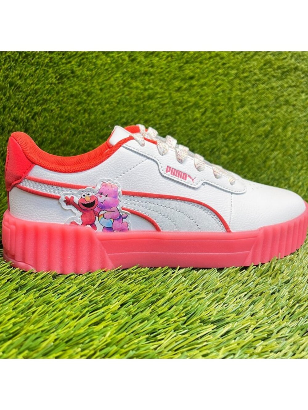 Puma Carina 3.0 Care Bear Womens Size 7 White Red Pink Athletic Shoes Sneakers